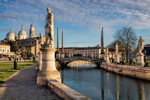 Prato della valle in padua with basilica of st. Justina in the background,... Stock Photos