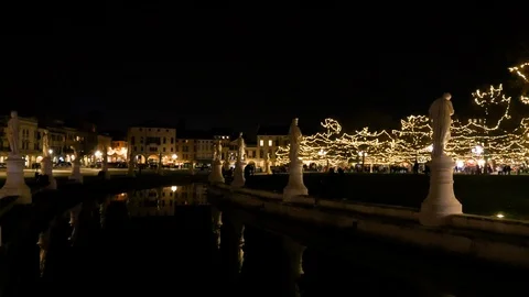 Prato della Valle square at night in Padua Stock Footage 122199490