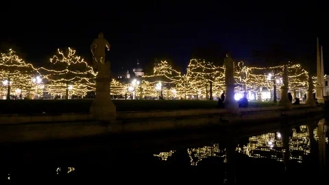 Prato della Valle square at night in Padua Stock Footage 122199865