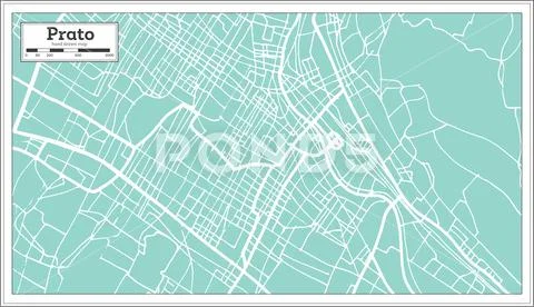 Prato Italy City Map in Retro Style. Outline Map. Stock Illustration