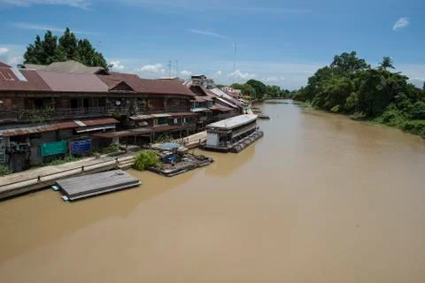 Prawetburirom Canal at Klong Suan, the 100 year old Market town in Thailand Stock Photos