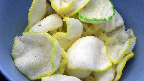 Prawn chips or prawn chips or traditional fish crackers Stock Photos