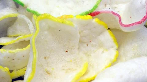 Prawn chips or prawn chips or traditional fish crackers Stock Photos