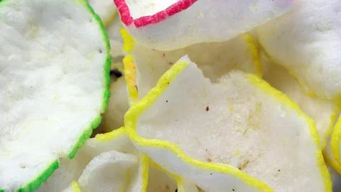 Prawn chips or prawn chips or traditional fish crackers Stock Photos