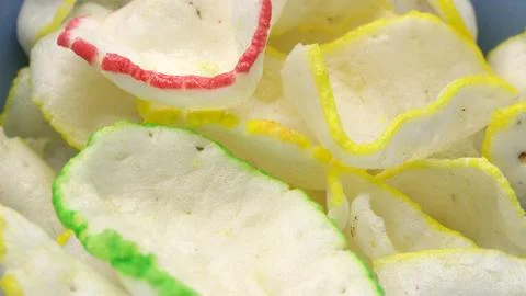 Prawn chips or prawn chips or traditional fish crackers Stock Photos