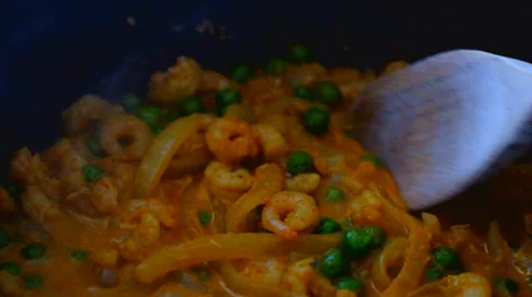 Prawn curry being cooked Stock Footage 38848087