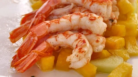 Prawn dish close-up Video stock 112714515