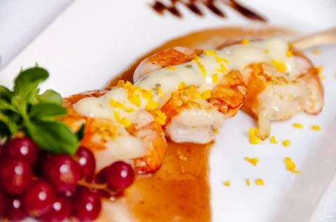 Prawn dish on a white background Stock Photos