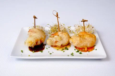 Prawn dish on a white background Stock Photos