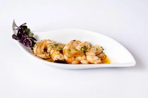 Prawn dish on a white background Stock Photos