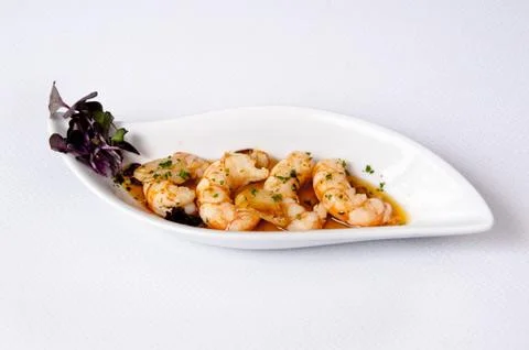 Prawn dish on a white background Stock Photos