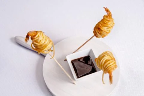 Prawn dish on a white background Stock Photos