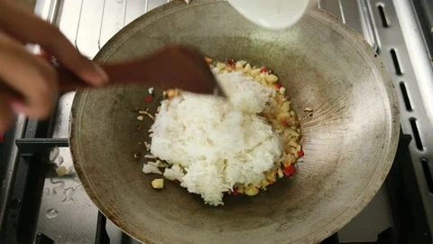 Prawn Fried Rice In The Making Stock Footage 140918587
