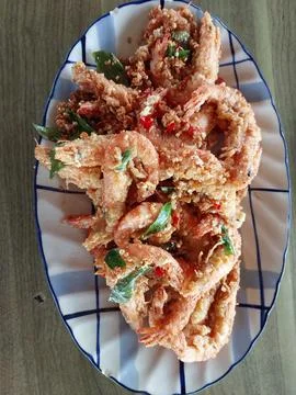 Prawn with garlic Stock Photos
