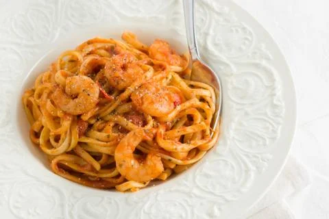 Prawn Linguine Stock Photos