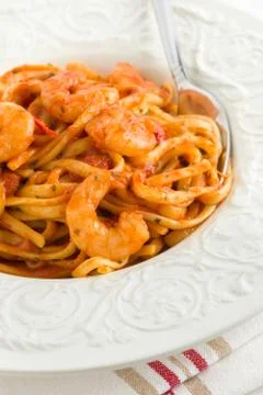 Prawn Linguine Stock Photos