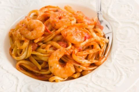 Prawn Linguine Stock Photos