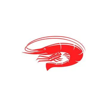 Prawn or red shrimp isolated vector marine animal Stock Illustration