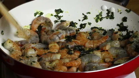Prawn on pan. Stock Footage 55709814