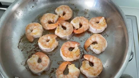 Prawn in a pan Stock Footage 280848706