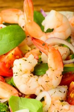 Prawn salad closeup Stock Photos