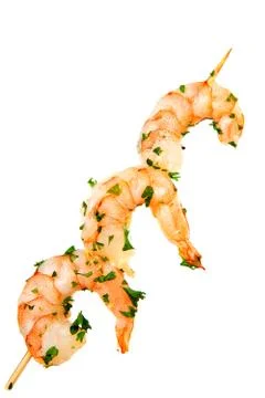 Prawn snacks on stick Stock Photos
