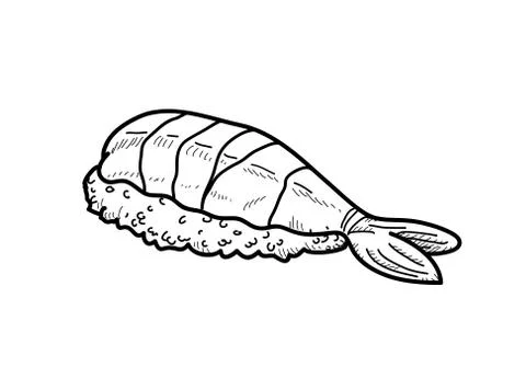 Prawn Sushi Doodle Stock Illustration