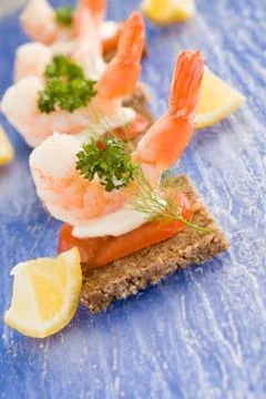 Prawns canapes Stock Photos