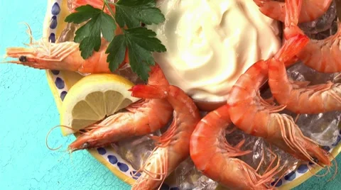 Prawns with mayonnaise Stock Footage 8571740