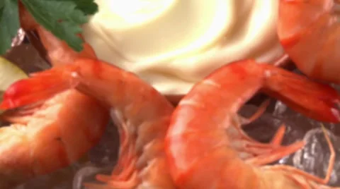 Prawns with mayonnaise Stock Footage 8571741