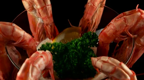Prawns with pink sauce, loop Stock Footage 61708842