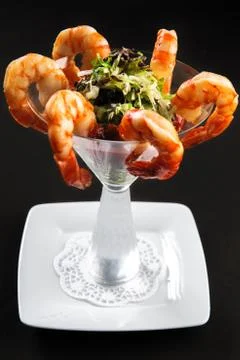 Prawns with salad Stock Photos