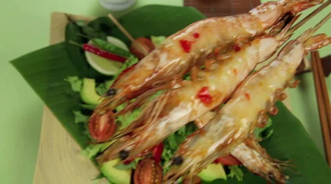 Prawns Into Shot Stock Footage 1086051