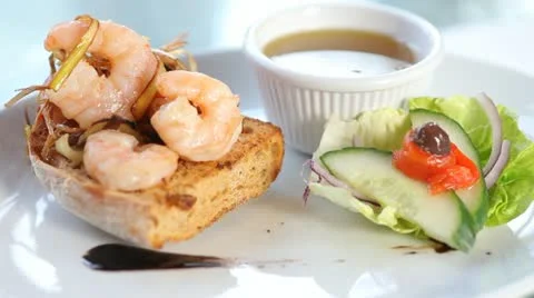 Prawns on toast Stock Footage 21032524