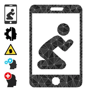Pray App Triangle Icon and Other Icons Stock Illustration