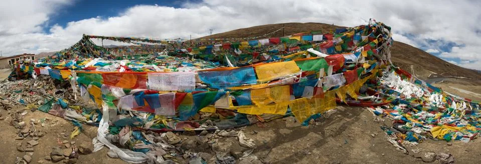Pray flags in Tibet Stock Photos