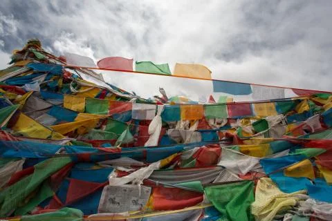 Pray flags in Tibet Stock Photos