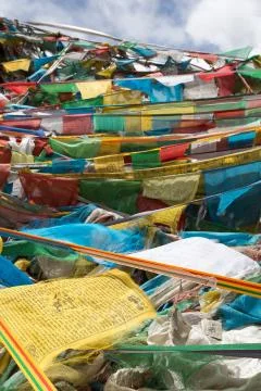 Pray flags in Tibet Stock Photos