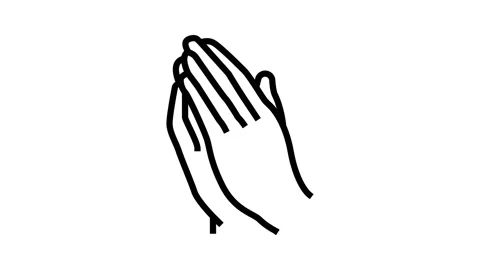 Pray hand gesture line icon animation Stock Footage 224376566