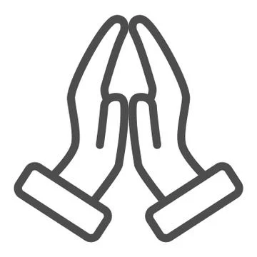 Pray hands gesture line icon, gestures concept, hands together in religious Stock Illustration