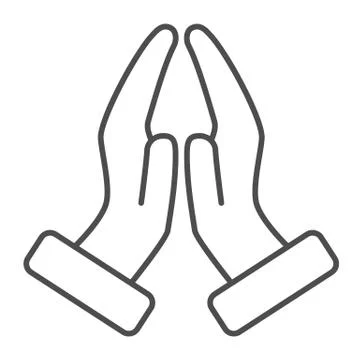 Pray hands gesture thin line icon, gestures concept, hands together in religious Stock Illustration