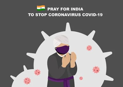 Pray for Indian vector, campaign to stop corona virus ,Covid-19 illustration01 Stock Illustration