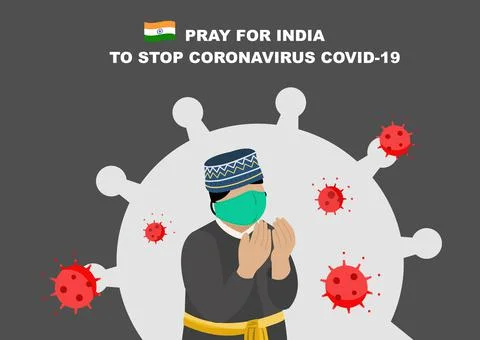 Pray for Indian vector, campaign to stop corona virus ,Covid-19 illustration Stock Illustration