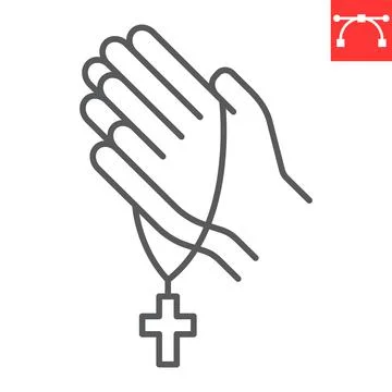 Pray line icon Stock Illustration