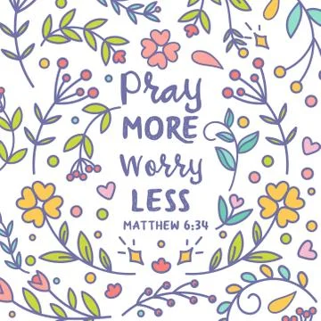 Pray more worry less Vector Typography Bible Scripture cardDesign poster with Stock Illustration