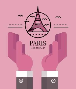 Pray for Paris. Hand with eiffel tower sign. Stock Illustration