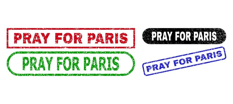 PRAY FOR PARIS Rectangle Seals Using Rubber Style 스톡 일러스트