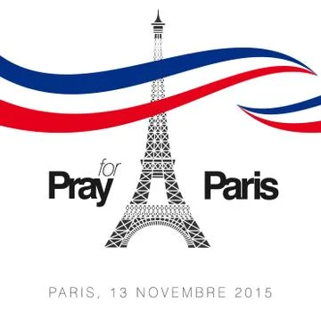 Pray for Paris typography with creative design vector Illustrazione stock