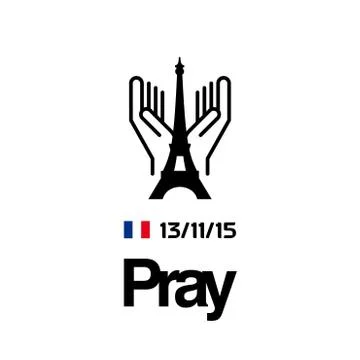Pray for Paris typography with creative design vector Illustrazione stock