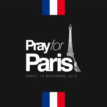 Pray for Paris typography with creative design vector Illustrazione stock